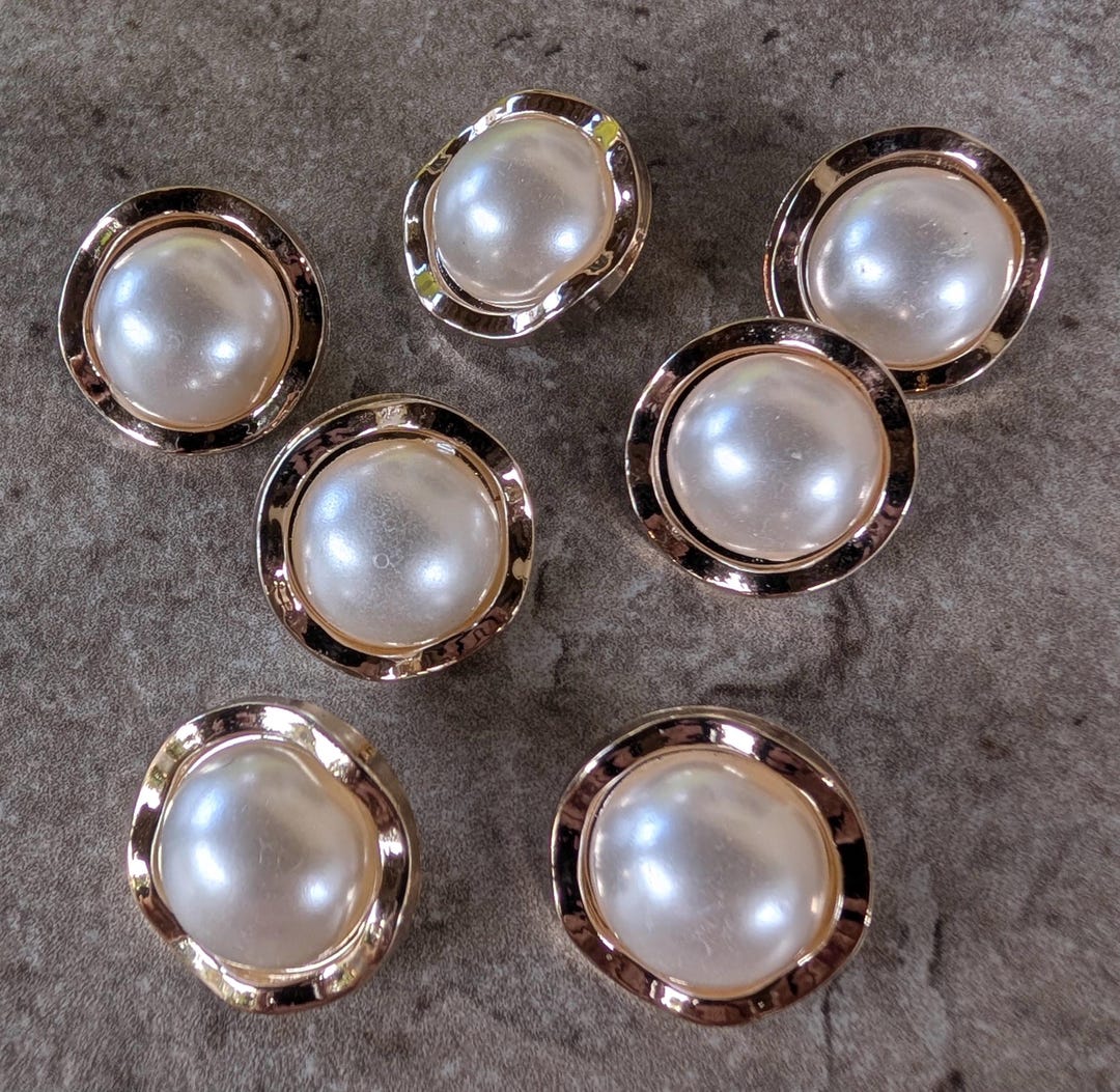 Shank Button Gold Rim 7 Rose Gold Wavy Rim Medium Round Shank Buttons Size 13/16