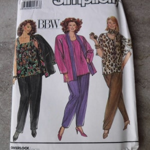Vintage Simplicity Sewing Pattern 9456: Plus Size Pants, Top, Jacket, Scarf