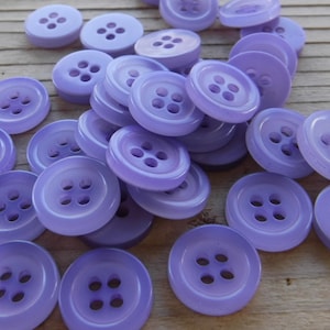 50 Light Purple Glassy Thin Round Buttons Size 7/16".