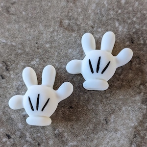 2 Disney Mickey Mouse Hands Flat Back Embellishment Buttons Size 13/16&quot;