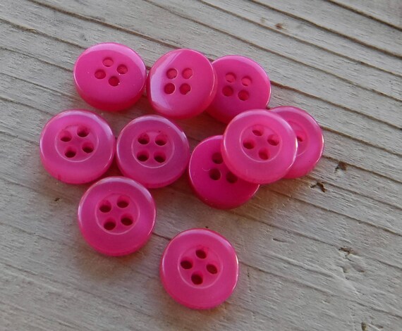 23 Punch Pink Glossy Rim Round Buttons Size 3/8. - Etsy