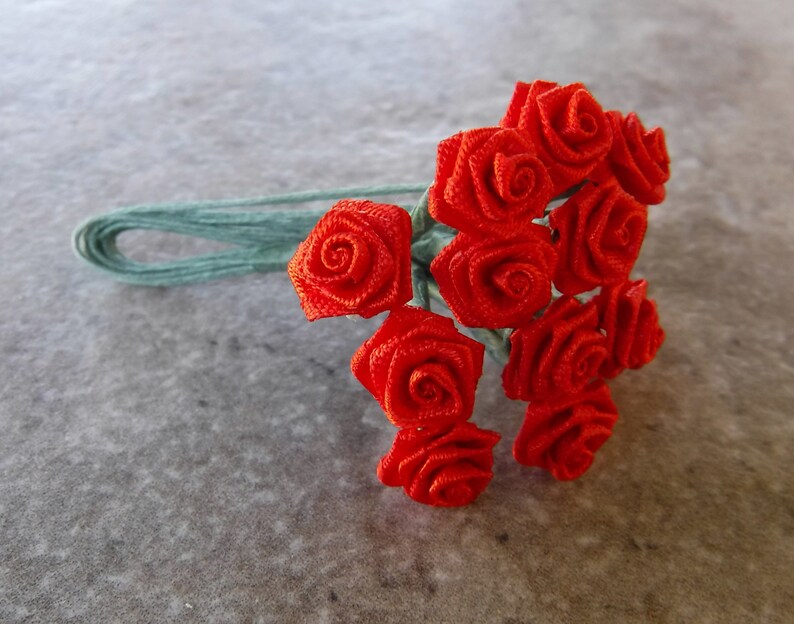 Vintage Tiny Satin Ribbon Roses