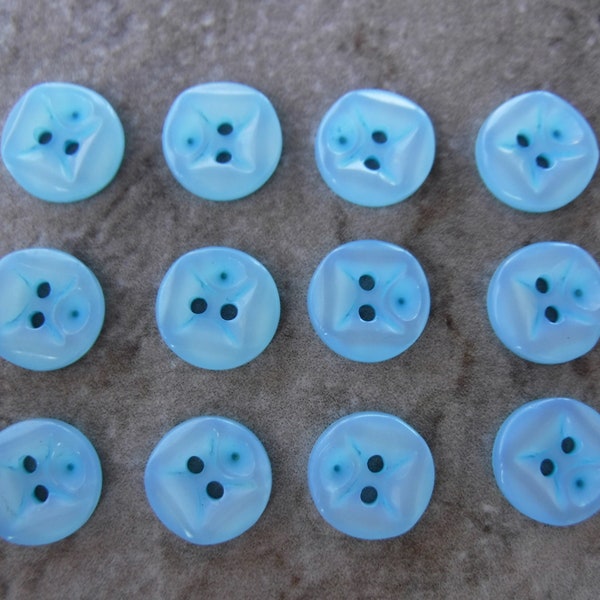 12 Electric Blue Inside Dipped Round Buttons Size 1/2"
