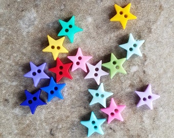 15 Micro Mini Star Buttons Size 5/16" You choose the color