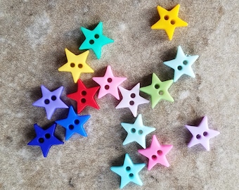 15 Micro Mini Star Buttons Size 5/16" You choose the color