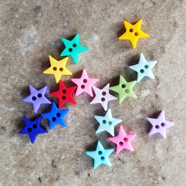 15 Micro Mini Star Buttons Size 5/16" You choose the color