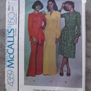 McCalls Pattern Misses Dress or Top and Pants 4359 Complete Partially Cut Size (12)