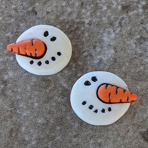2 Snowman Face Flat Back Buttons Size 3/4&quot;