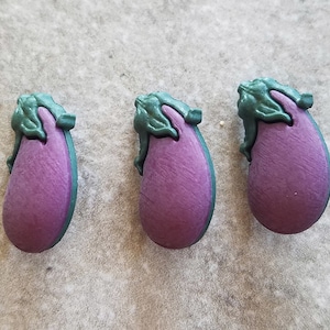 3 Vegetable Eggplant Shank Buttons Size 1/2&quot; Crafting Sewing