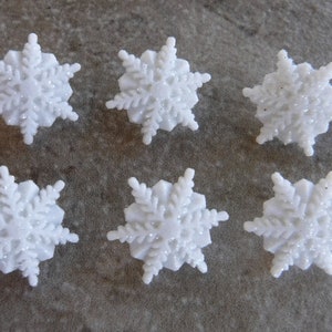 6 Glitter Hexagon Snowflake Shank Buttons Size 13/16"