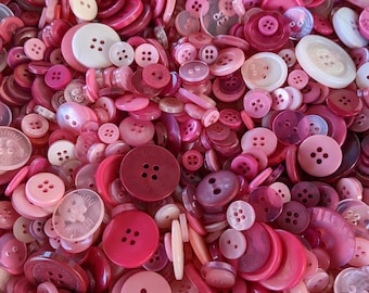 Pink Shade Buttons, 100 Bulk Assorted Round Multi Size Crafting Sewing Buttons