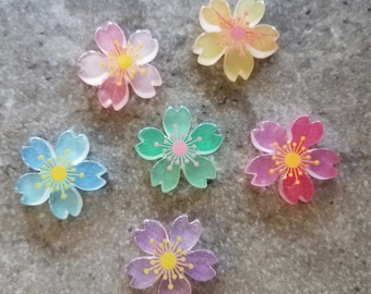 3 Translucent Flower Flat Back Buttons Size 1 1/16" You choose the color