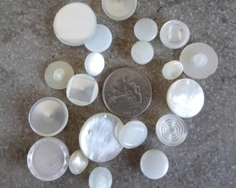 20 Vintage Buttons All Light Shank Grab Bag