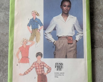 Vintage Simplicity Pattern 8715 Misses Blouse and Tie Belt Complete Cut size 12