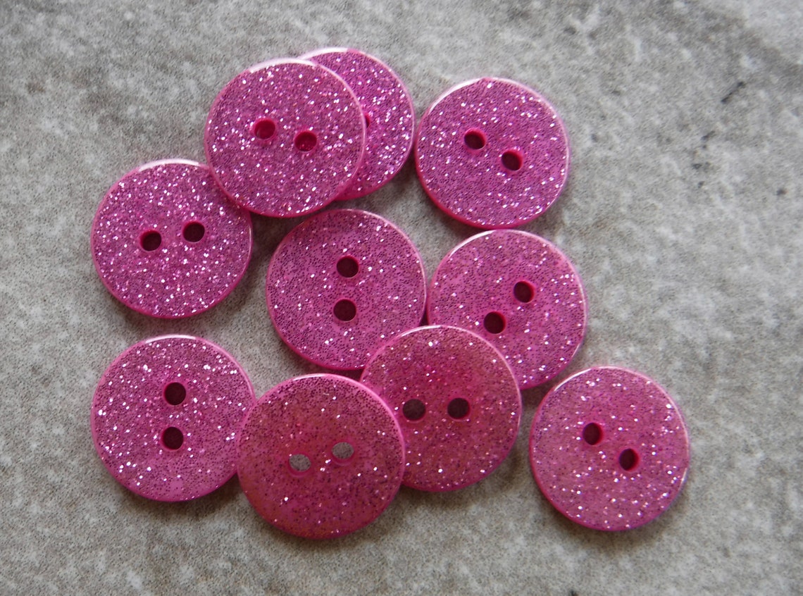 Small Round Buttons 6 Pink Glitter Small Round Buttons Size 9/16 | Etsy