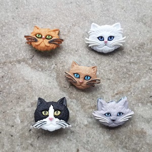 2 Cat Face Shank Buttons Size 7/8&quot; Crafting Sewing You choose the color