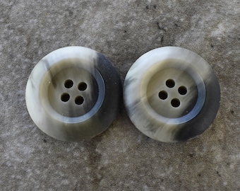 2 Vintage Gray 2 Hole Round Buttons Size 1" #147