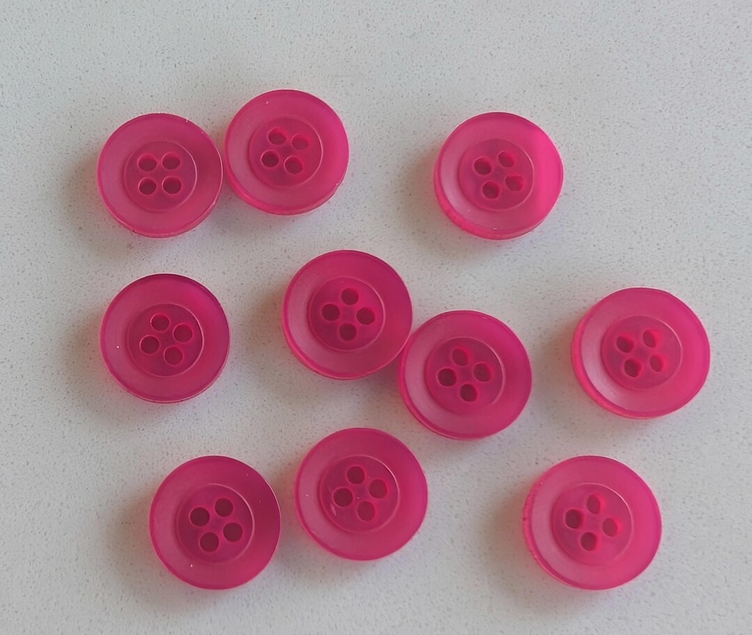 10 Hot Pink Slope Edge Round Buttons Size 1/2