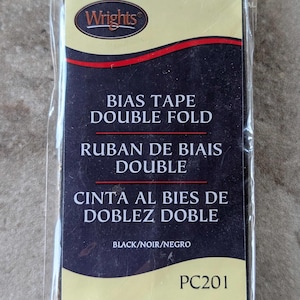 Vintage Wrights Bias Tape Double Fold Black  B09