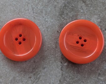 2 Blood Orange Thick Swirl Stripe Round Buttons Size 1 5/16".