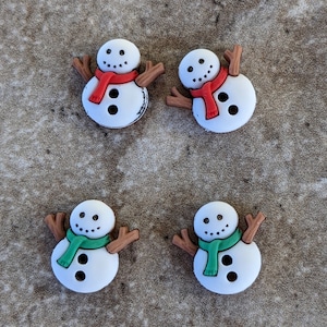 4 Sew On Snowman Buttons Size 3/4"