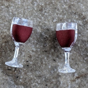 2 Red Wine Glass Shank Buttons Size 7/16&quot;
