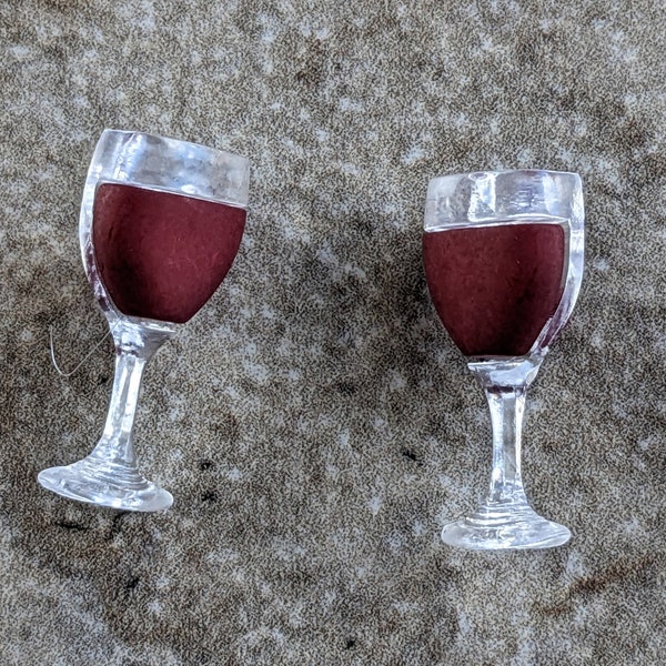 2 Red Wine Glass Shank Buttons Size 7/16"