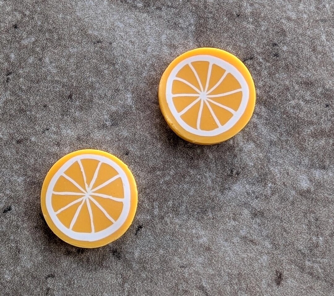 2 Lemon Slice Flat Back Embellishment Buttons Size 3/4