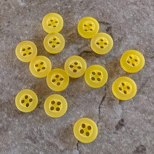 14 Lemon Yellow Glassy Mini Round Buttons Size 5/16&quot;