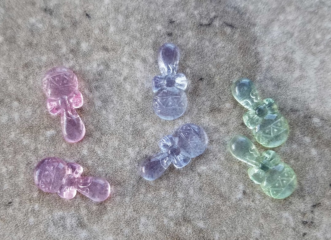 10 Baby Rattle Mini Flat Back Embellishment Buttons Size 1/4