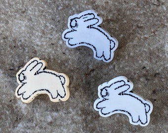 3 Cartoon Bunny Shank Buttons Size 15/16"