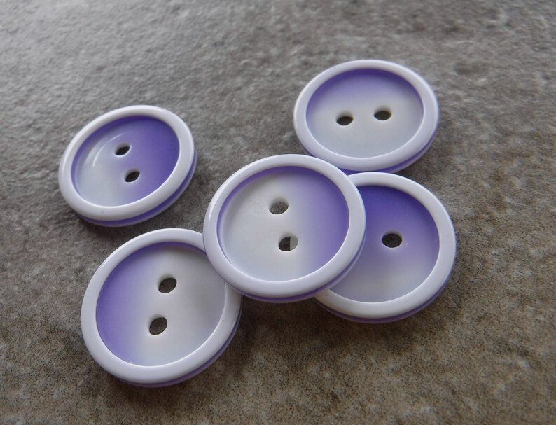 6 Purple and White Tinted Round Buttons Size 1116