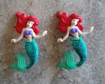 2 Disney Ariel Left Little Mermaid Shank Buttons Size 1 1/8"