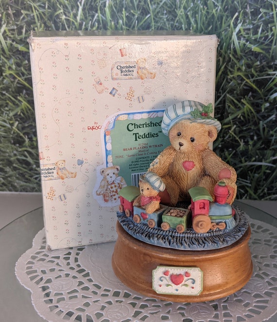 Bear Playing With Train Cherished Teddies Music Box - Etsy