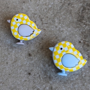 2 Checkered Chick Shank Buttons Size 13/16&quot;