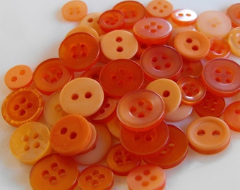 Orange Shade Buttons, 50 Small Assorted Round Sewing Crafting Bulk Buttons