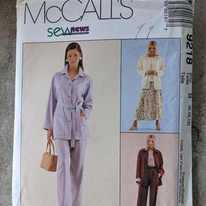 McCalls Pattern Misses Unlined Jacket, Top  Pull On Pants and Skirt 9218 Complete size 8,10,12