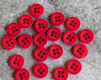 6 Brown Little Dashed Edge Round Buttons Size 7/16