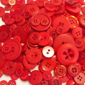 Fire Engine Red Buttons, 100 Bulk Assorted Round Multi Size Crafting Sewing Buttons image 1