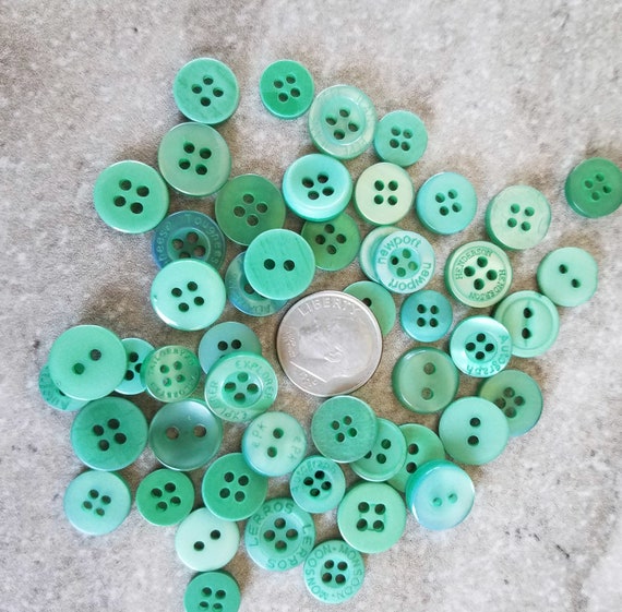 Money Green Buttons, 50 Small Assorted Round Sewing Crafting Bulk Buttons