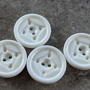 4 Off White Diamond Center Large Round Buttons Size 1&quot;