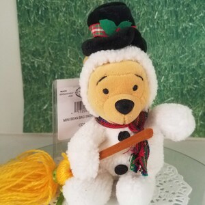 Snowman Pooh Disney Store Bean Bag Plush with Original Tag