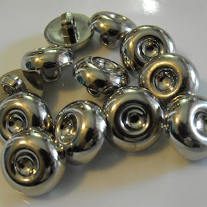12 Silver Hallow Center Small Round Shank Buttons Size 9/16&quot;