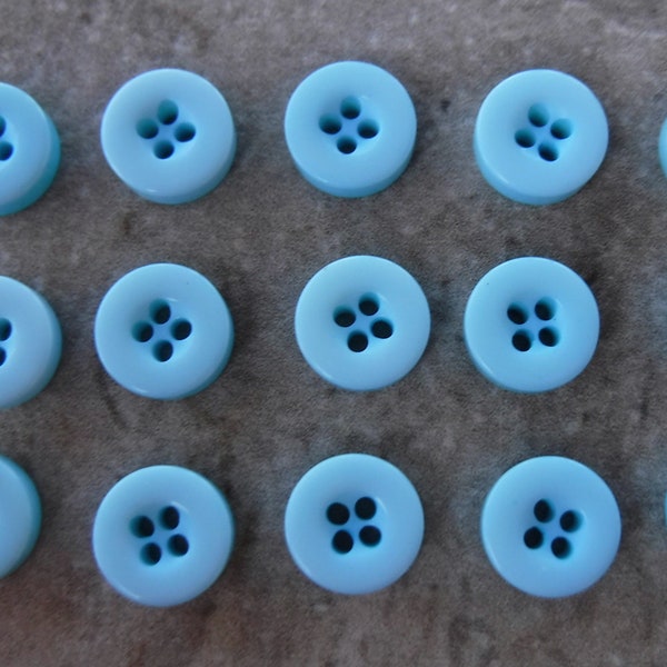 15 Electric Blue Thick 4 Hole Round Buttons Size 7/16"