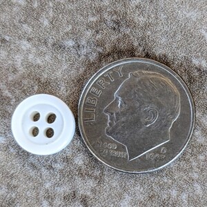 20 White Small Thick Round Buttons Size 5/16