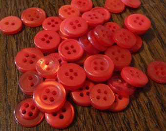 Hot Red, 50 Small Assorted Round Sewing Crafting Bulk Buttons