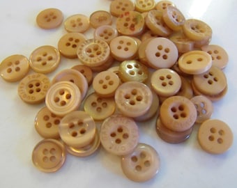 Tan Buttons, 50 Small Assorted Round Sewing Crafting Bulk Buttons