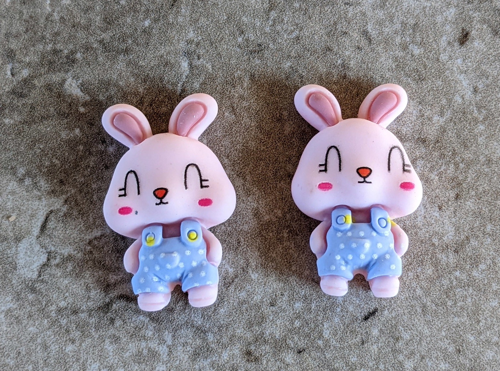 2 Barney Bunny Flat Back Embellishment Buttons Size 3/4"