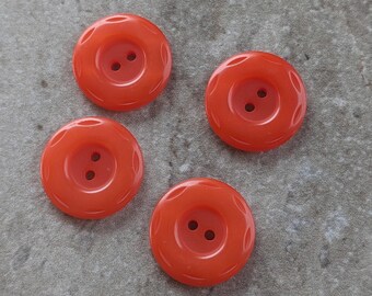 4 Blood Orange Dashed Outer Edge Large Round Buttons Size 1".