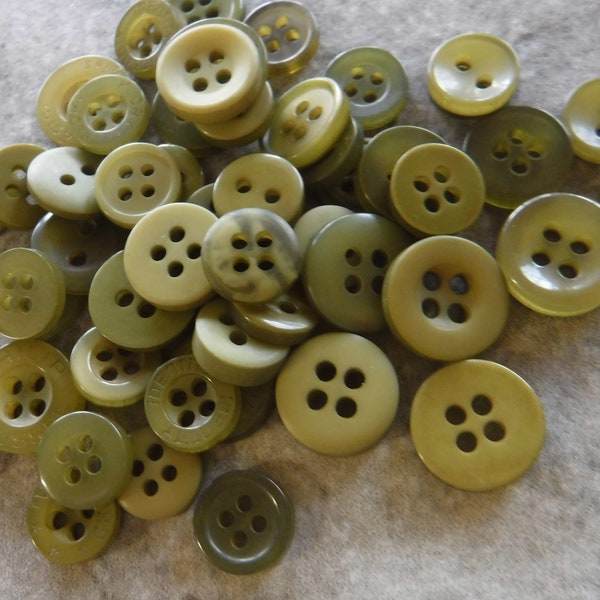 Moss Green Buttons, 50 Small Assorted Round Sewing Crafting Bulk Buttons